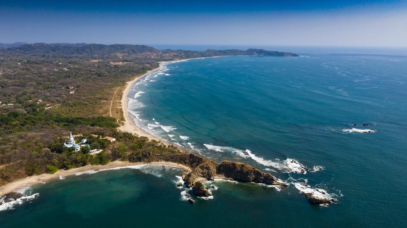 an aerial view of a beach for Nosara Blog